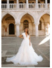 Cap Sleeves Ivory Satin Tulle Tiered Princess Wedding Dress